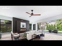 พัดลมเพดานไม้เนื้อแข็งขนาด 52 นิ้ว มอเตอร์ DC เงียบ ดีไซน์ทันสมัย สำหรับใช้ในห้องนั่งเล่นและห้องนอน