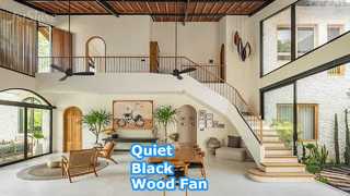 พัดลมเพดานไม้สีดำขนาด 52 นิ้วมอเตอร์ DC เงียบ