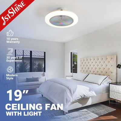 ซื้อ 19 INCH/OEM แฟนเพดาน LED ด้วยสีขาวและ RGB บรรยากาศแสงปิดใบ การผลิตออนไลน์