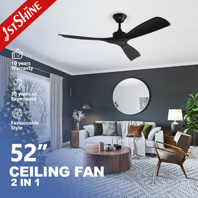 ซื้อ 2in1 52' 'พัดลมเพดานสมาร์ท พร้อมมอเตอร์ไฟ DC ความเร็วสูงในสีดํา การผลิตออนไลน์
