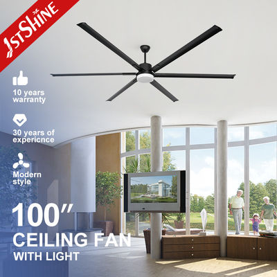 ซื้อ 100 นิ้ว ดํา โมเดิร์นโลหะ Blade ขนาดใหญ่ DC มอเตอร์ พัดลมเพดานกับ 3 สี LED ไฟ การผลิตออนไลน์