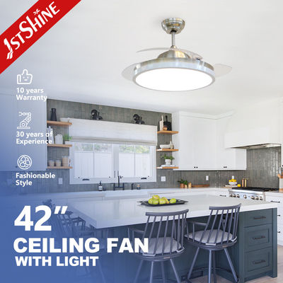 ซื้อ พัดลมเพดาน LED พร้อมรีโมทคอนโทรลแบบเงียบ ประหยัดพลังงาน พร้อมตัวโคมไฟโลหะ 2 ชิ้น การผลิตออนไลน์