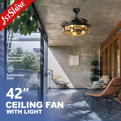ซื้อ พัดลมเพดานแบบถอนได้สีดํา 42 นิ้ว พร้อมรีโมทควบคุมแสง การผลิตออนไลน์