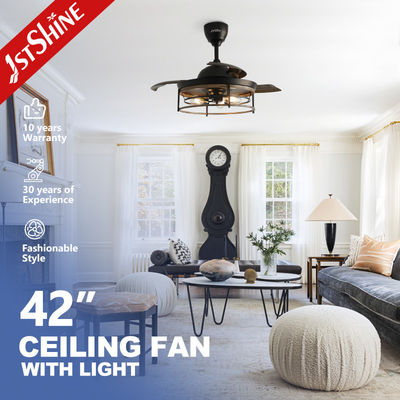 ซื้อ 42 นิ้ว บ้านนา E27 โมเดิร์น LED แฟนเพดานที่มองไม่เห็น การผลิตออนไลน์