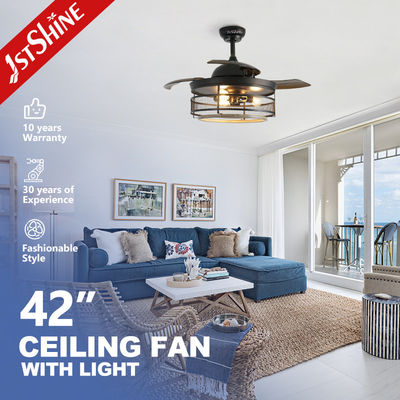 ซื้อ พัดลมเพดานสีดำขนาด 42 นิ้ว พร้อมใบพัดซ่อนและชุดไฟ LED พร้อมรีโมทคอนโทรล การผลิตออนไลน์