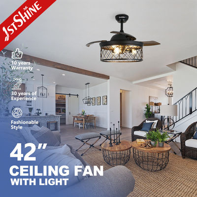 ซื้อ พัดลมเพดานซ่อนใบพัดขนาด 42 นิ้วสำหรับห้องนอนสไตล์ฟาร์มเฮาส์ พร้อมไฟและรีโมทคอนโทรล การผลิตออนไลน์