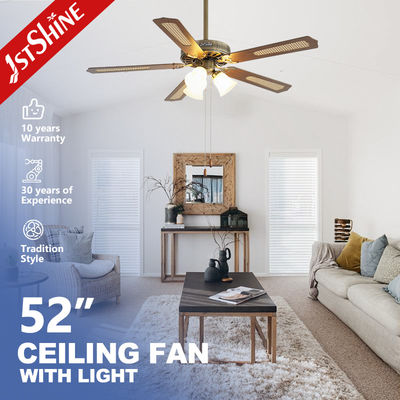 ซื้อ คลาสสิก แอนติค ทองแดง พัดลมเพดานด้วยสายล่อลดแสง AC Motor 5 Mdf Blade การผลิตออนไลน์