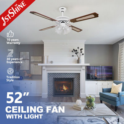 ซื้อ เครื่องพัดลมเพดานตกแต่งสีขาว 52 นิ้ว พร้อมฟังก์ชันแสงอากาศเย็น และสไตล์การออกแบบที่ทันสมัย การผลิตออนไลน์