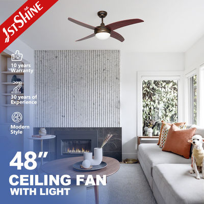 ซื้อ พัดลมเพดานสไตล์เรโทรพร้อมใบพัด MDF 4 ใบ ขนาด 48 นิ้ว 220V พร้อมไฟ LED การผลิตออนไลน์