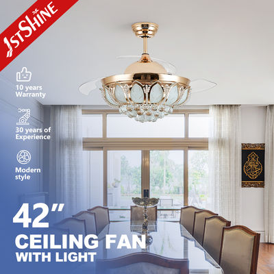 ซื้อ โหมดควบคุม พัดลมเพดาน LED คริสตัล WIFI พร้อมใบพัดซ่อนและควบคุมผนัง การผลิตออนไลน์