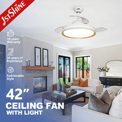 สีขาว ห้องนอน แฟนเพดาน LED ขนาด 42 นิ้ว พร้อมแสง 3 สีและใบเล็บถอน