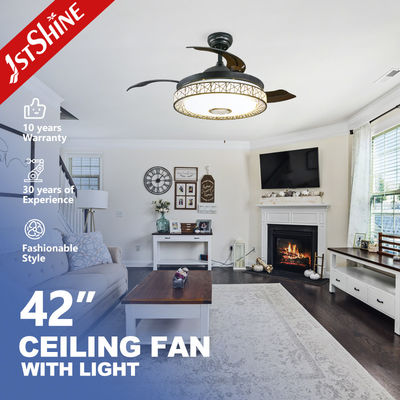 พัดลมเพดานเพลง LED ขนาด 42 นิ้ว พร้อมเครื่องเสียง Hifi และแสง RGB Disco