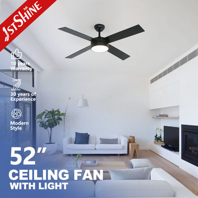 ไฟฟ้า 52 นิ้ว ห้องนั่งเล่น 16W เครื่องประดับ MDF ใบเพดานพัดลมแสงกับ 2-