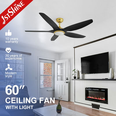 พัดลมเพดานวิลล่าหรูสีดำทอง พร้อมไฟ LED 230v 6 ระดับความเร็ว