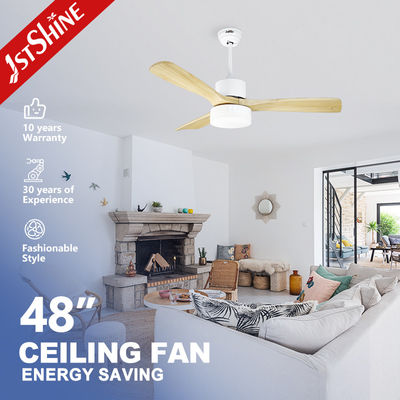 พัดลมเพดานไม้จริง 3 สี LED ขนาด 48 นิ้ว พร้อมรีโมทคอนโทรล เงียบ