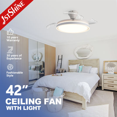 ราคาดี 42-Inch Retractable Ceiling Fan Light Foldable Blades Dimmable LED Light ออนไลน์